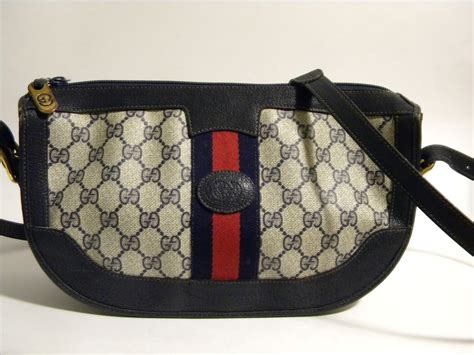 vintage gucci crossbody navy|vintage gucci handbags 1960 tote.